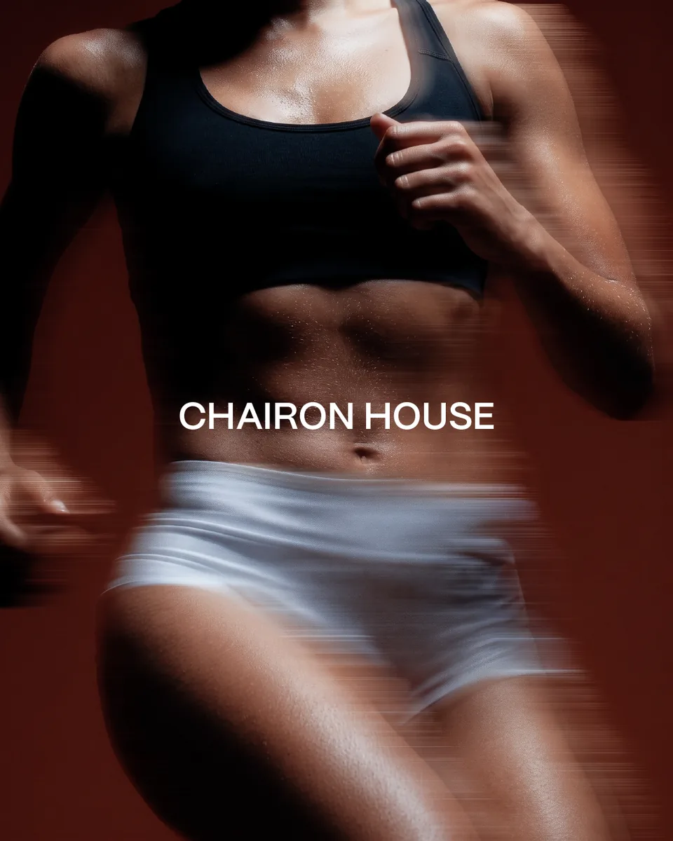 AI-generated athlete with the Chairon House logo overlay