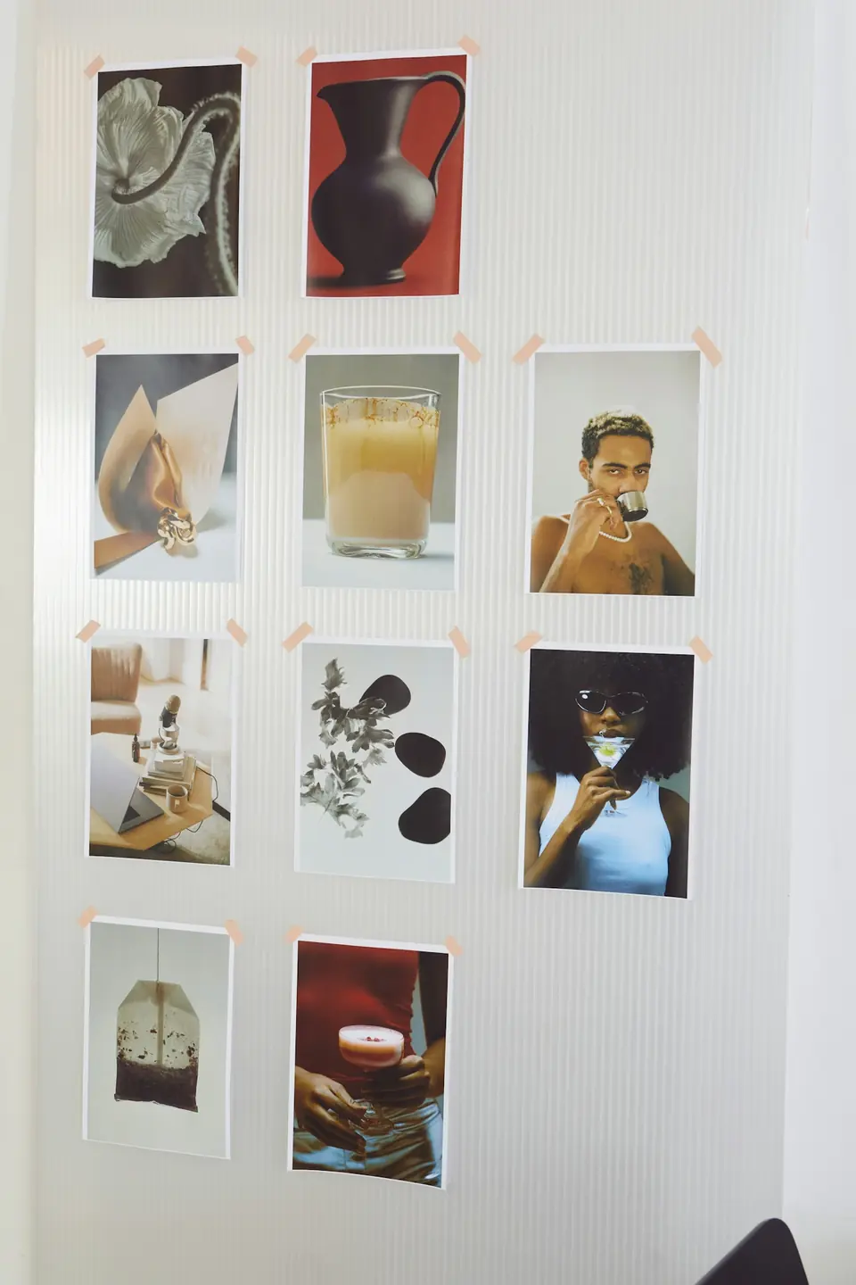 Wall of printed mood-board references